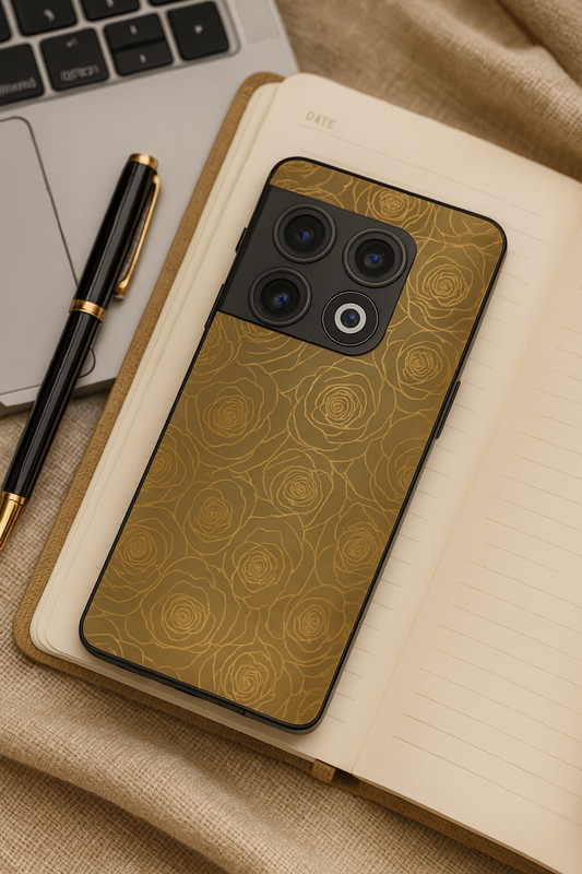 Golden Petal Glass Back Cover For One Plus 13, 12, 11, 10, Nord Series