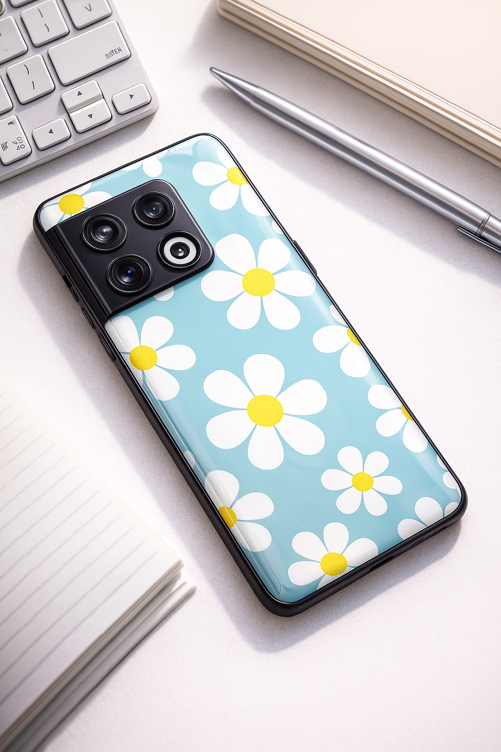Daisy In Sea Glass Back Cover For One Plus 13, 12, 11, 10, Nord Series