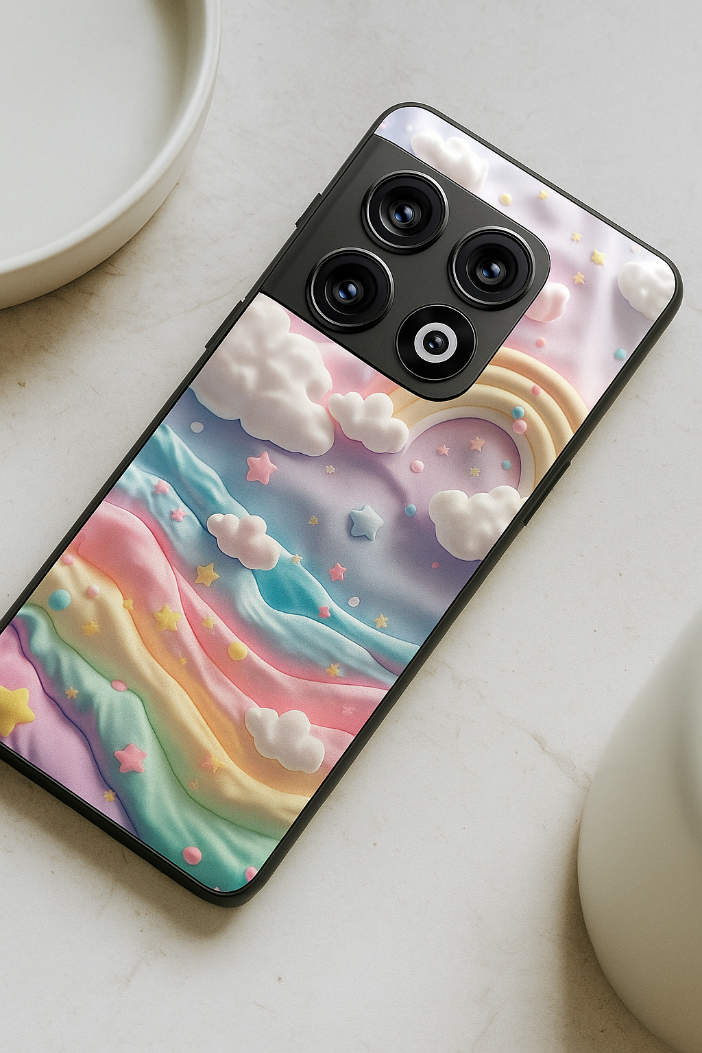 Whimsy Clouds Glass Back Cover For One Plus 13, 12, 11, 10, Nord Series