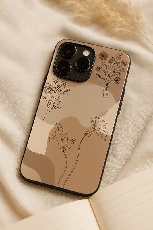 Earthy Petals Premium Glass Back Cover For iPhone 11,12,13,14,15,16,17 Models
