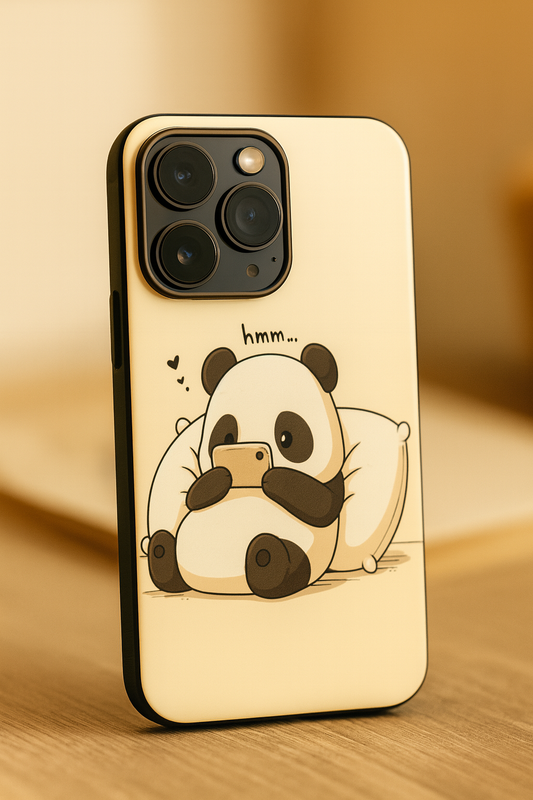 Hmm Panda Premium Glass Back Cover For iPhone 11,12,13,14,15,16,17 Models
