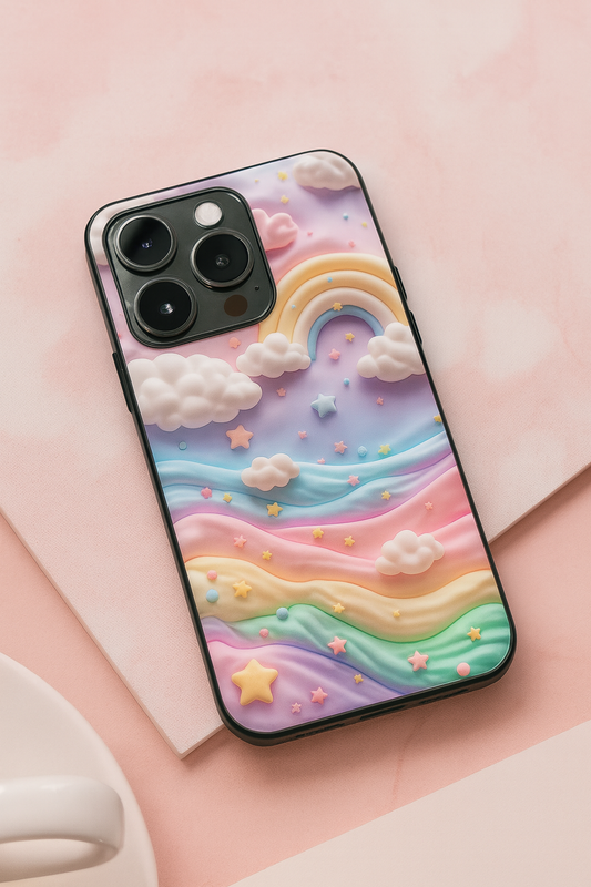 Whimsy Cloud Premium Glass Back Cover For iPhone 11,12,13,14,15,16,17 Models