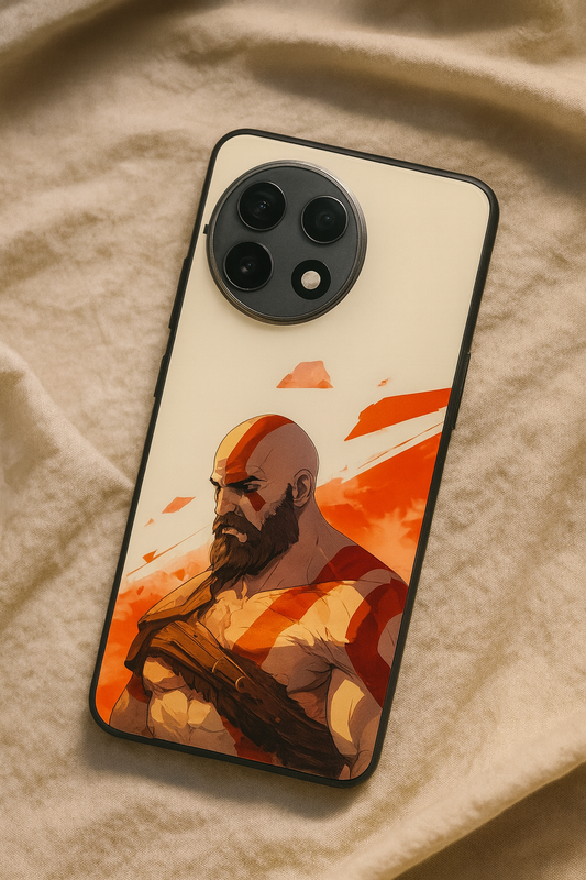 I am Kratos Premium Glass Back Cover For One Plus 13, 12, 11, 10, Nord Series