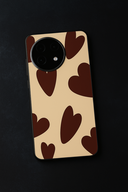 Chocolate Hearts Premium Glass Back Cover For One Plus 13, 12, 11, 10, Nord Series
