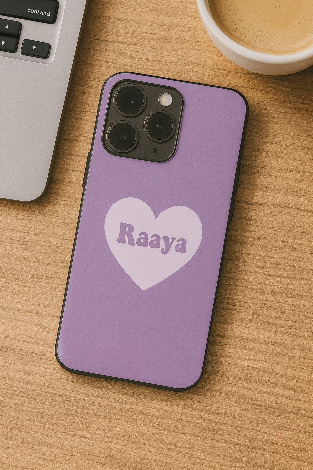 Mint Heart Personalised Name Premium Glass Back Cover For iPhone 11,12,13,14,15,16 Models