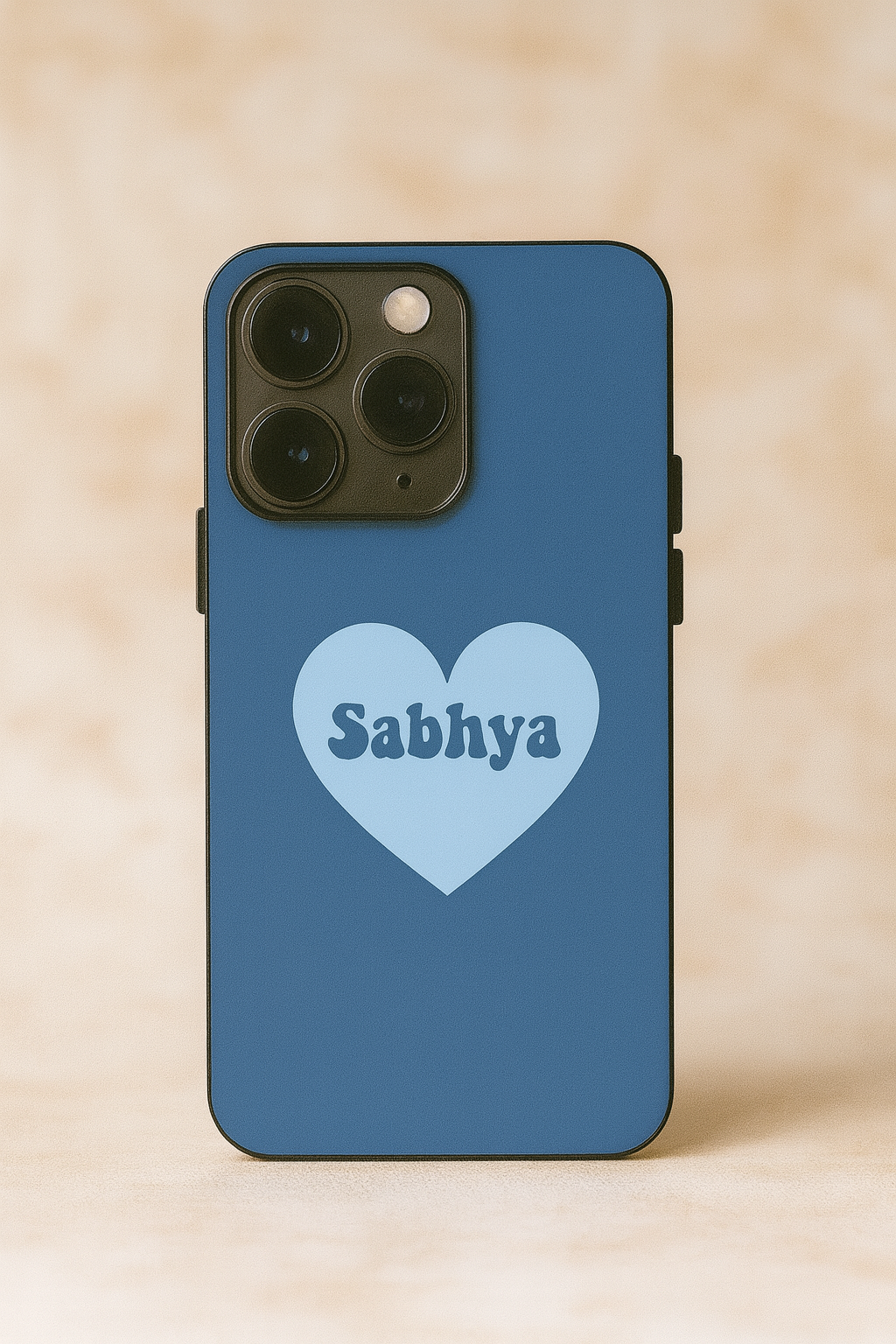 Mint Heart Personalised Name Premium Glass Back Cover For iPhone 11,12,13,14,15,16 Models