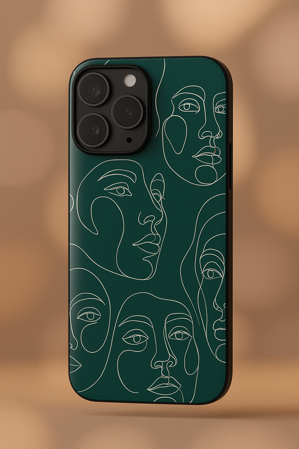 Line Art Lady Premium Glass Back Cover For iPhone 11,12,13,14,15,16 Models