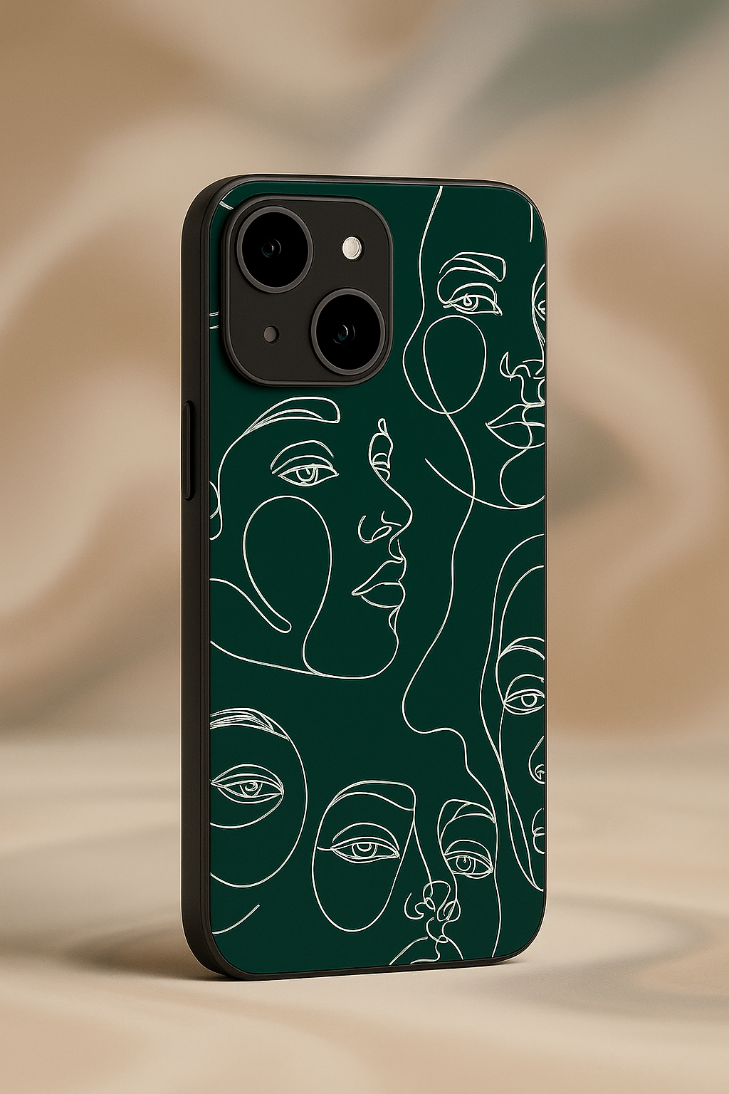 Line Art Lady Premium Glass Back Cover For iPhone 11,12,13,14,15,16 Models