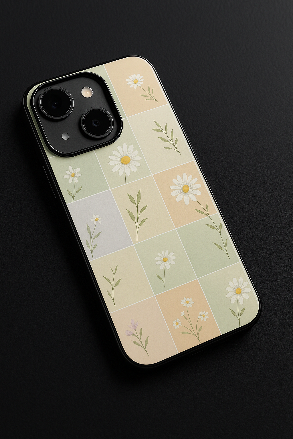Sage Check Premium Glass Back Cover For iPhone 11,12,13,14,15,16 Models