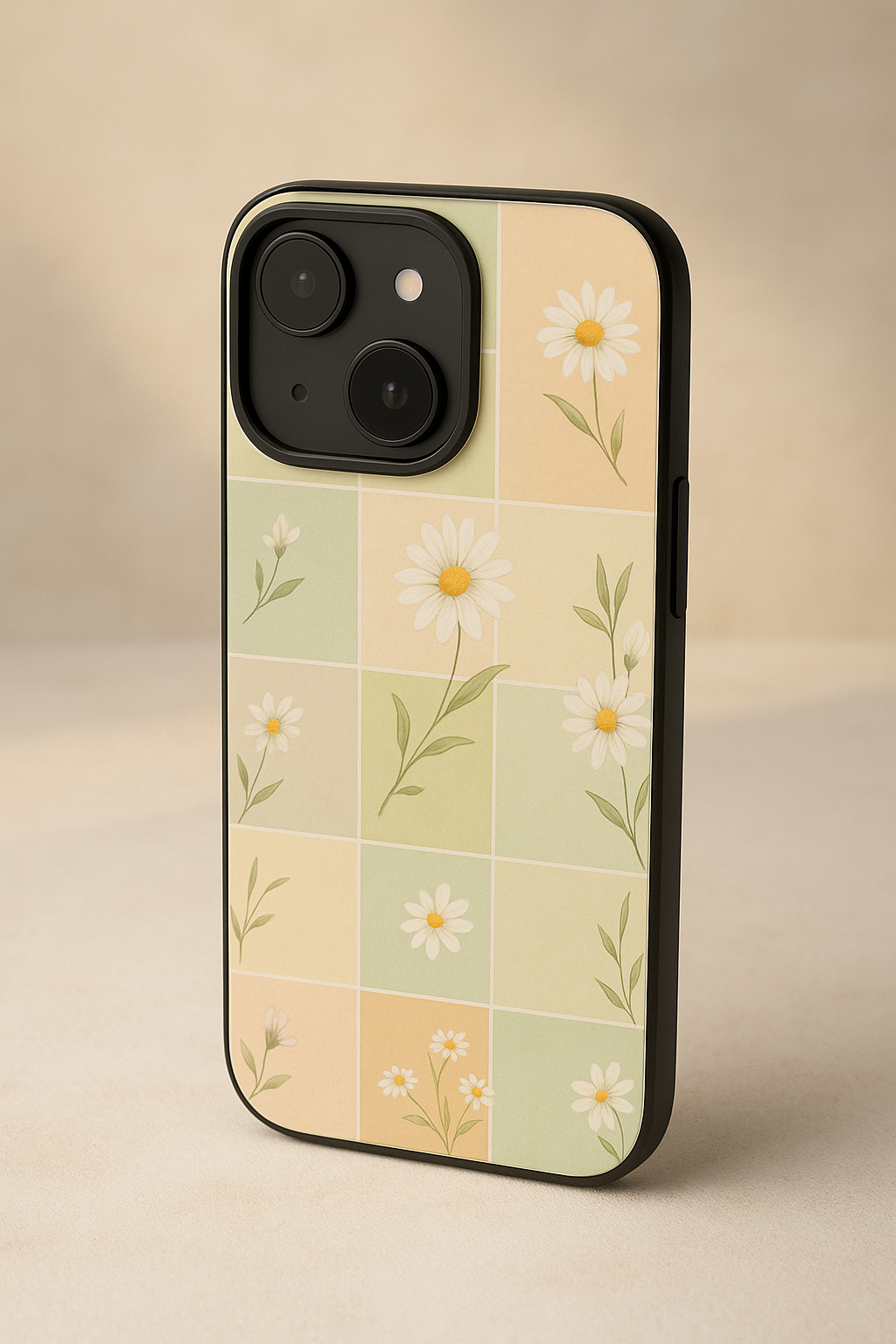 Sage Check Premium Glass Back Cover For iPhone 11,12,13,14,15,16 Models
