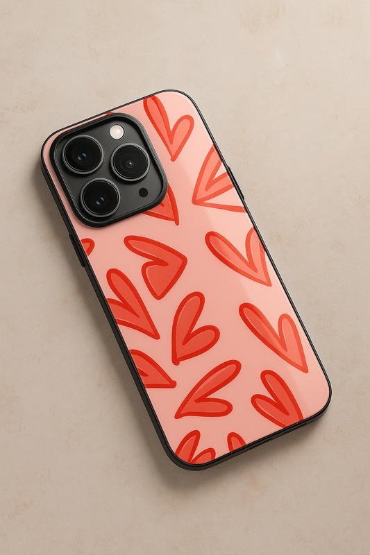 Love Doodles  Premium Glass Back Cover For iPhone 11,12,13,14,15,16 Models