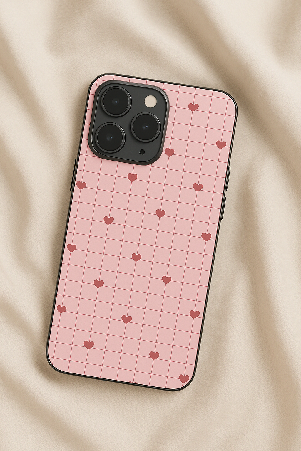 Scrap Book Hearts  Premium Glass Back Cover For iPhone 11,12,13,14,15,16 Models