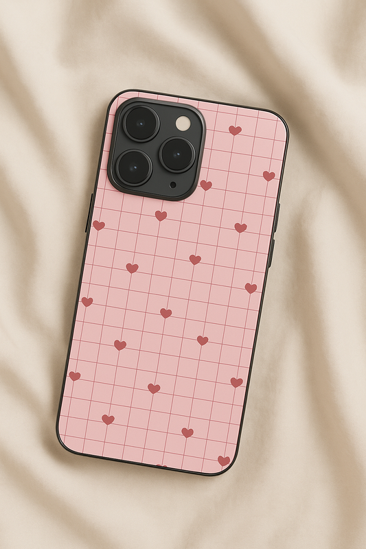 Scrap Book Hearts  Premium Glass Back Cover For iPhone 11,12,13,14,15,16 Models