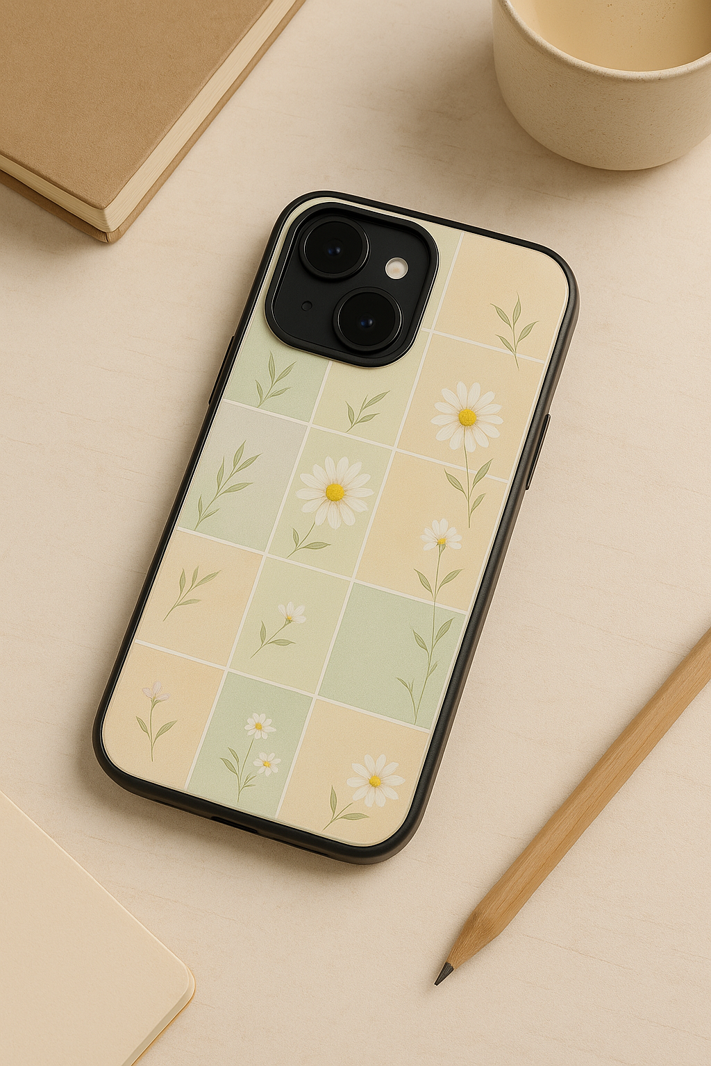 Sage Check Premium Glass Back Cover For iPhone 11,12,13,14,15,16 Models