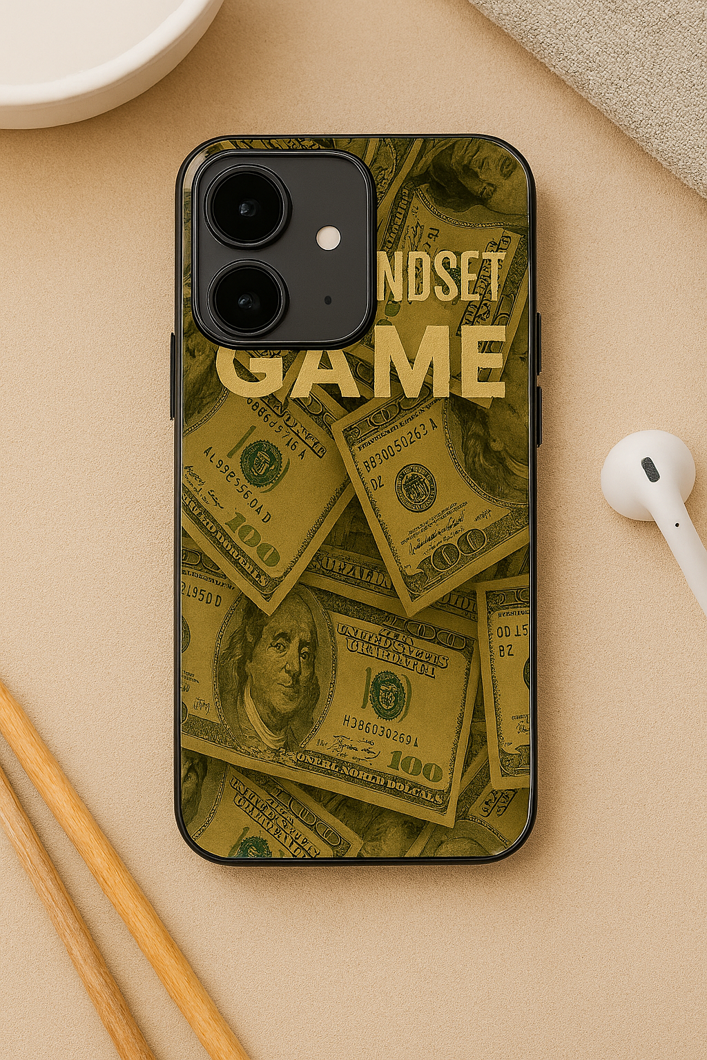 Money Mindsete Premium Glass Back Cover For iPhone 11,12,13,14,15,16 Models