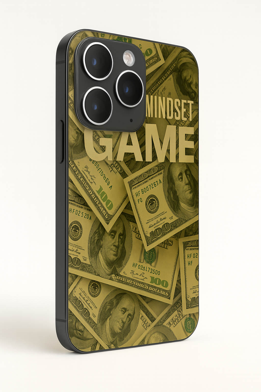 Money Mindsete Premium Glass Back Cover For iPhone 11,12,13,14,15,16 Models