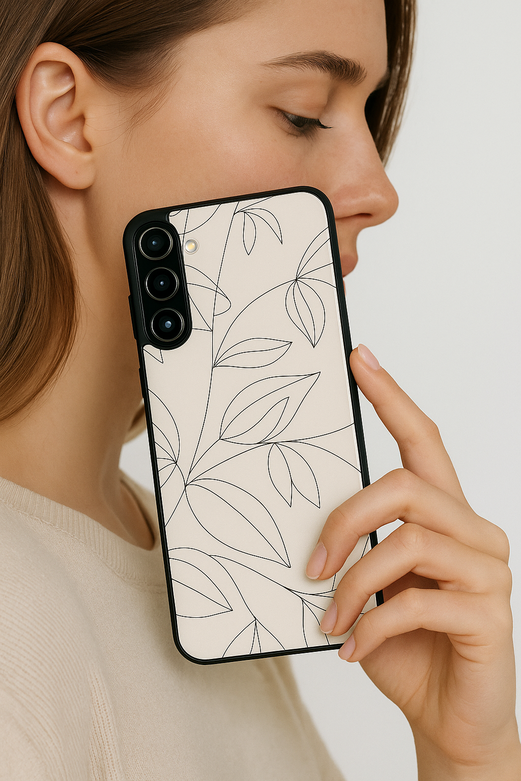 Petal Sketch Premium Glass Back Cover For Galaxy S22, S23, S24, S25 Models
