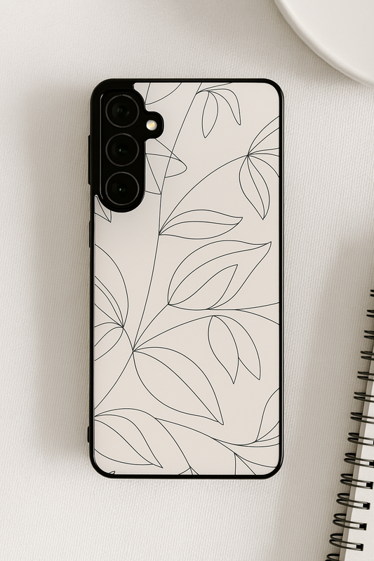 Petal Sketch Premium Glass Back Cover For Galaxy S22, S23, S24, S25 Models