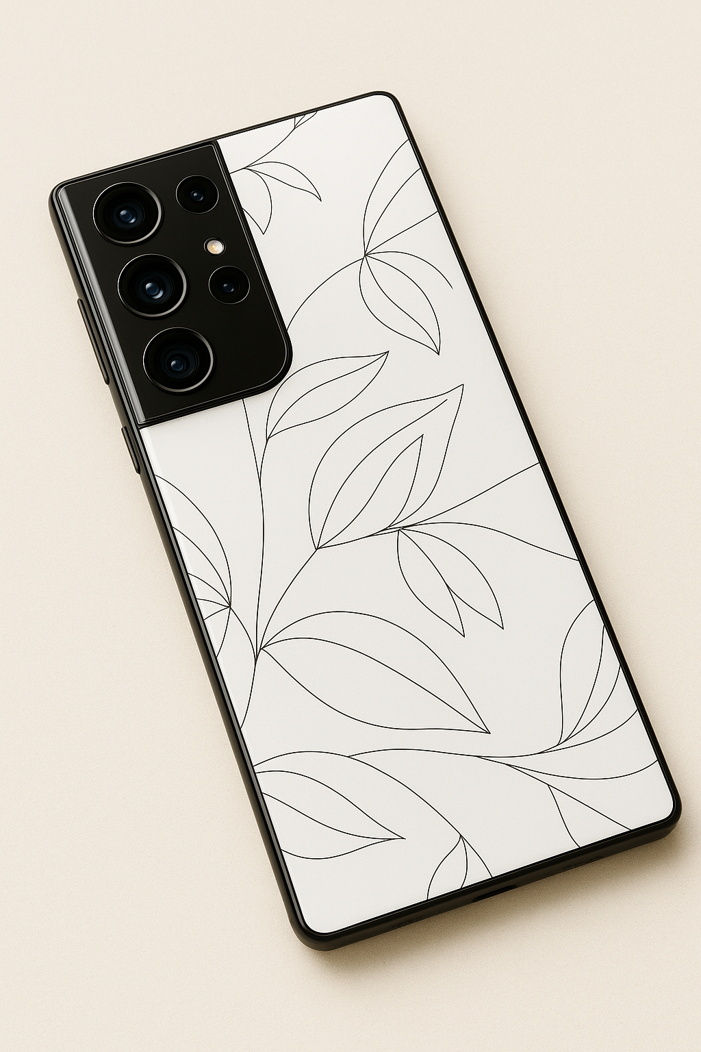 Petal Sketch Premium Glass Back Cover For Galaxy S22, S23, S24, S25 Models