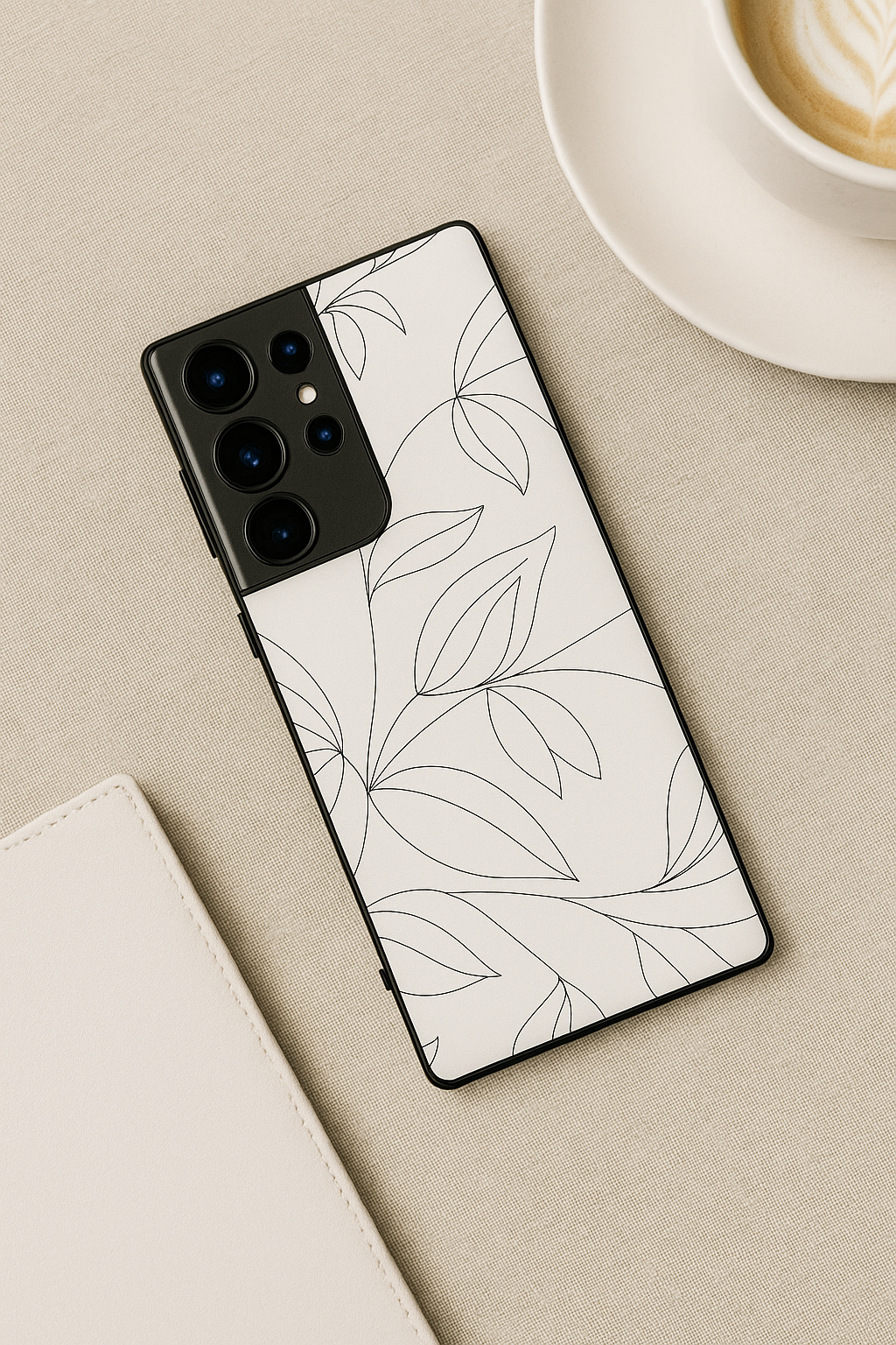 Petal Sketch Premium Glass Back Cover For Galaxy S22, S23, S24, S25 Models