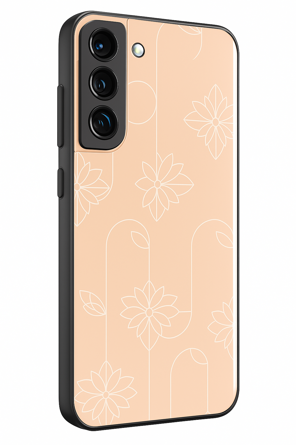 Floral Minimal Line Pattern Premium Glass Back Cover For Galaxy S22, S23, S24, S25 Models
