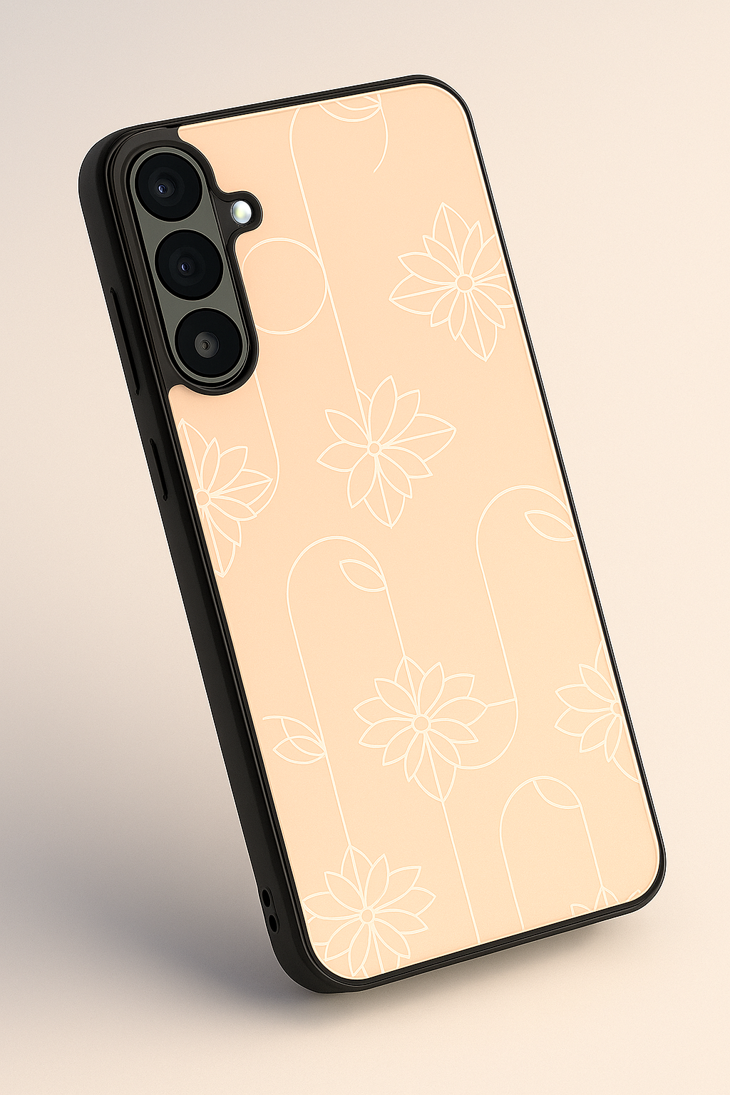 Floral Minimal Line Pattern Premium Glass Back Cover For Galaxy S22, S23, S24, S25 Models