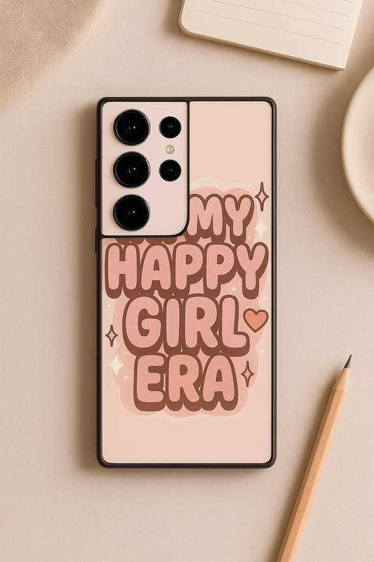 Happy Girl Era Premium Glass Back Cover For Galaxy S22, S23, S24, S25 Models