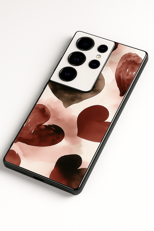 Watery Hearts Premium Glass Back Cover For Galaxy S22, S23, S24, S25 Models