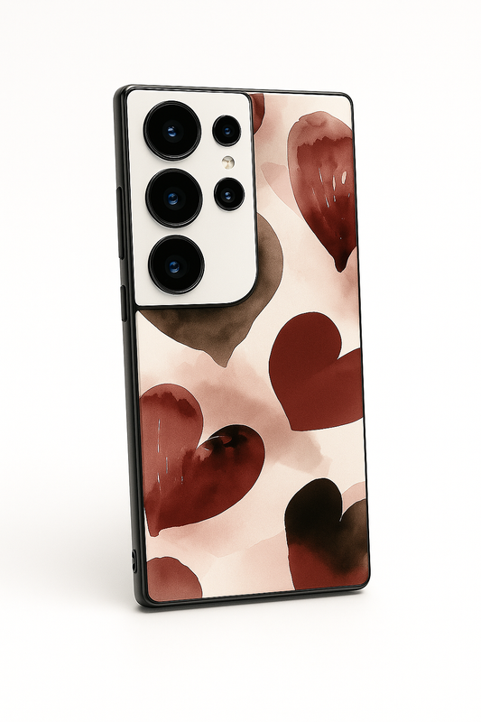 Watery Hearts Premium Glass Back Cover For Galaxy S22, S23, S24, S25 Models