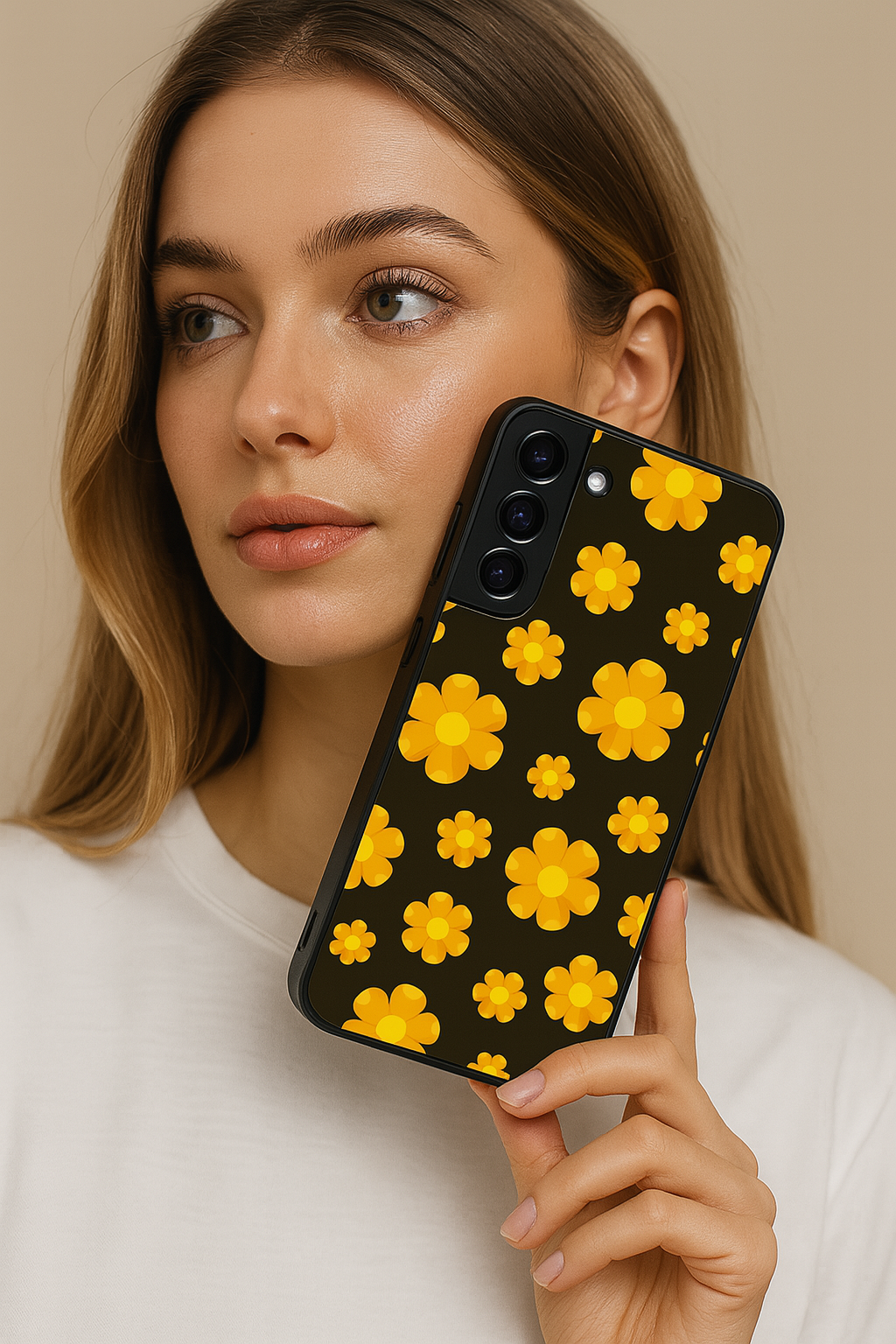 Daisy Yellow Flower Premium Glass Back Cover For Galaxy S22, S23, S24, S25 Models