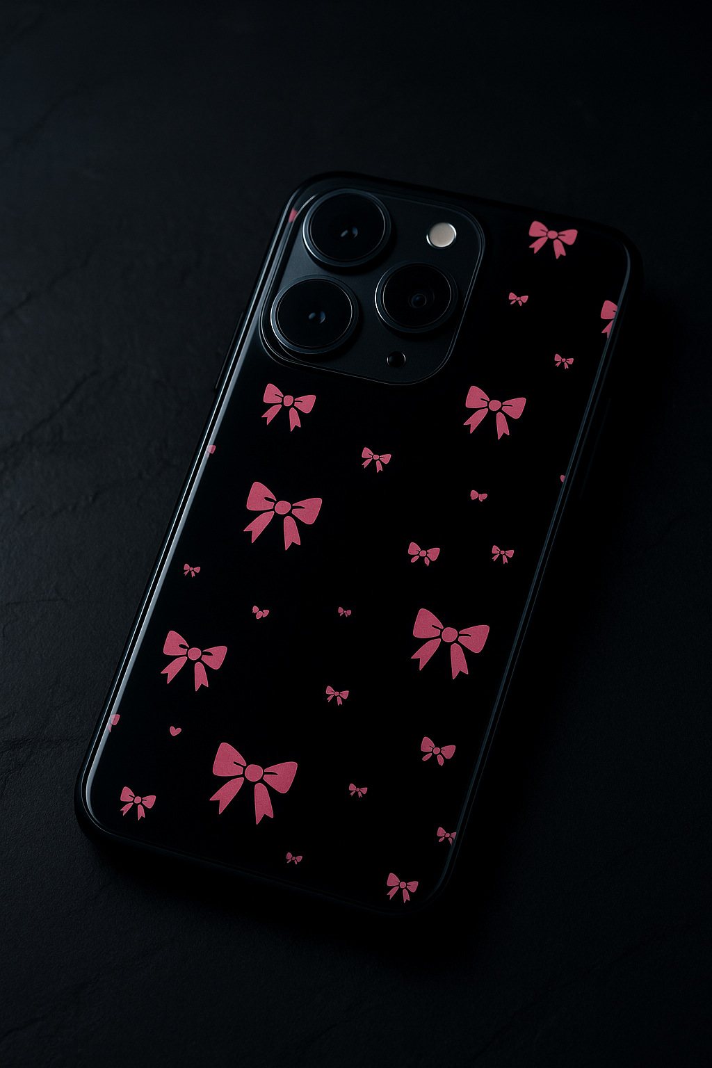 Dark Aesthetic Bows Bow Premium Glass Back Cover For iPhone 11,12,13,14,15,16 Models