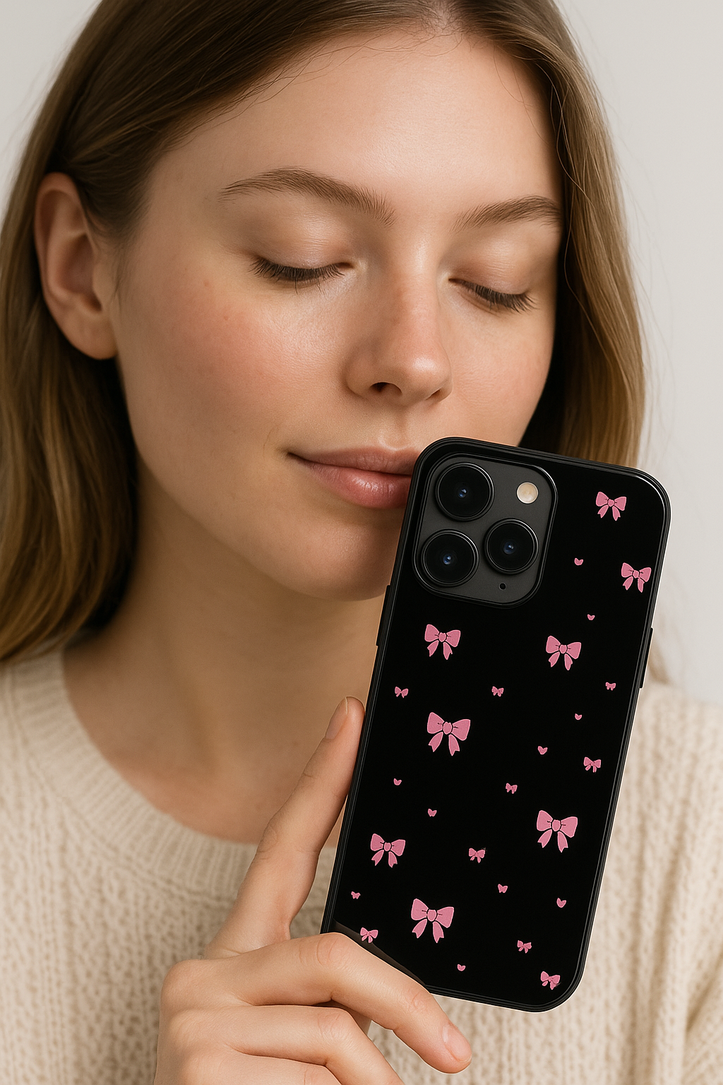 Dark Aesthetic Bows Bow Premium Glass Back Cover For iPhone 11,12,13,14,15,16 Models