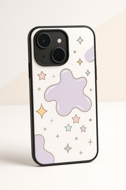 Starry Splash Premium Glass Back Cover For iPhone 11,12,13,14,15,16 Models