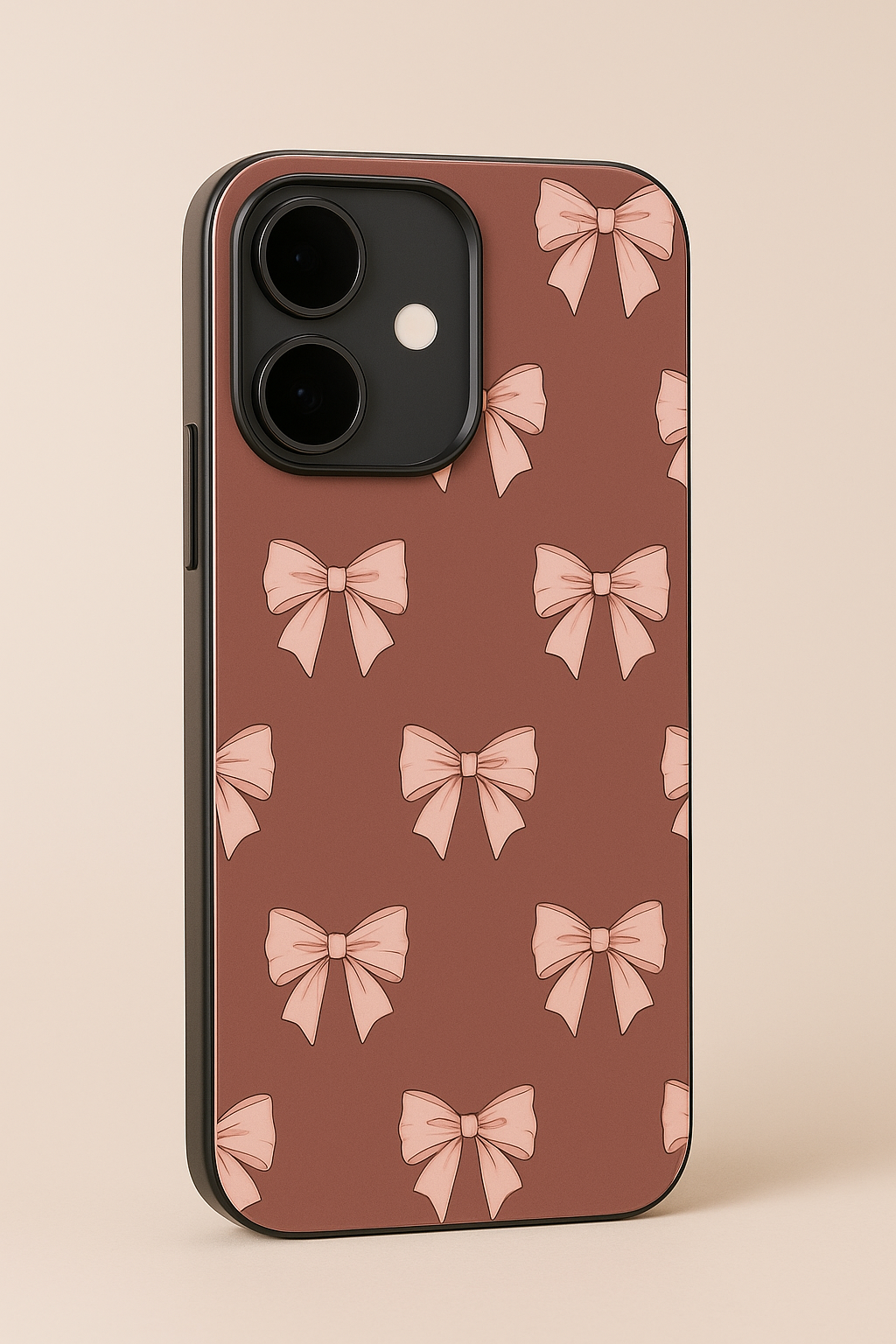 Brown Bows Sketch Premium Glass Back Cover For iPhone 11,12,13,14,15,16 Models