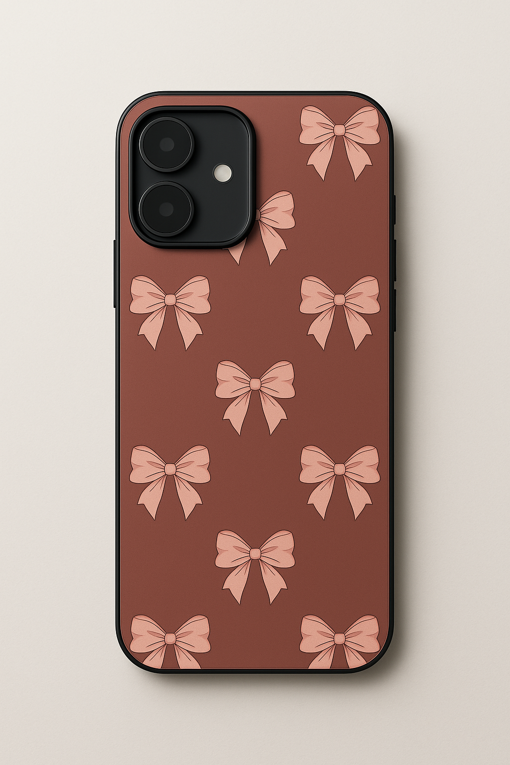 Brown Bows Sketch Premium Glass Back Cover For iPhone 11,12,13,14,15,16 Models