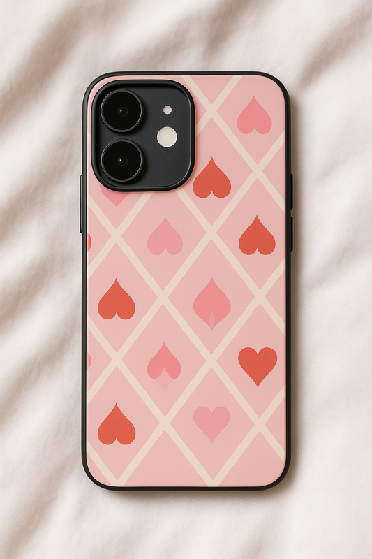 Hearts Play Premium Glass Back Cover For iPhone 11,12,13,14,15,16 Models