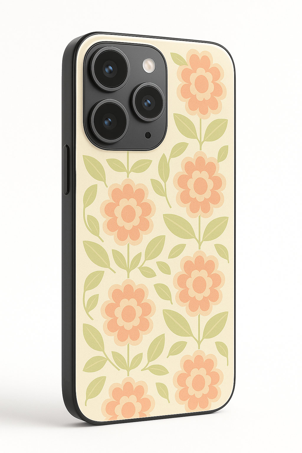 Traditional Floral Love remium Glass Back Cover For iPhone 11,12,13,14,15,16 Models