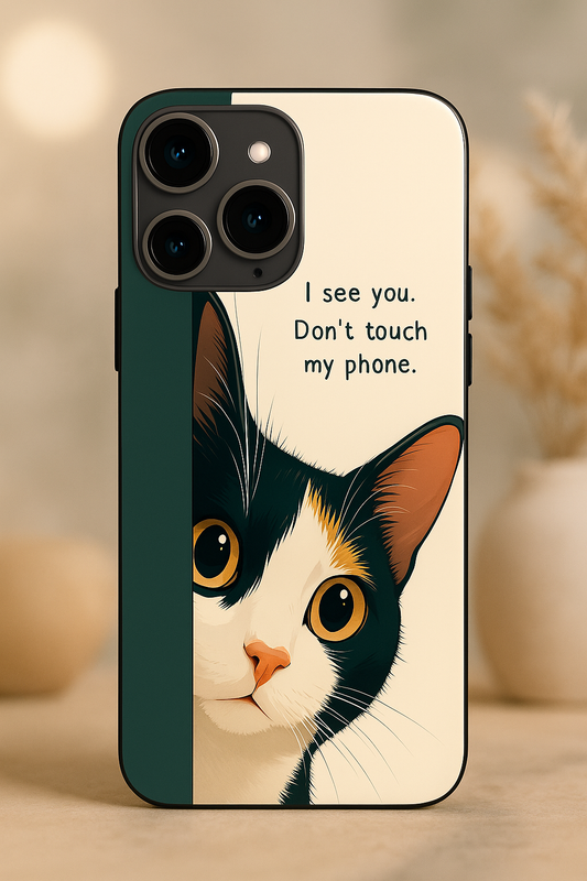 Sassy Cat Premium Glass Back Cover For iPhone 11,12,13,14,15,16,17 Models