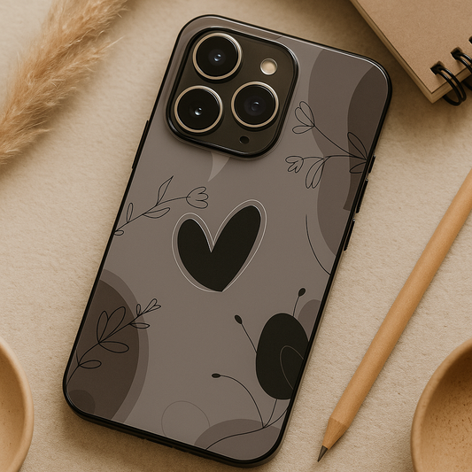 Muted Hearts Premium Glass Back Cover For iPhone 11,12,13,14,15,16,17 Models