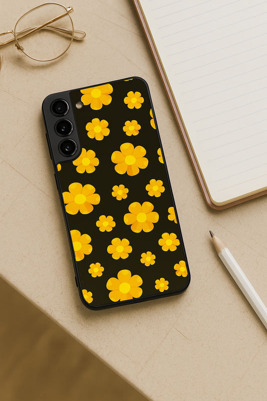 Daisy Yellow Flower Premium Glass Back Cover For Galaxy S22, S23, S24, S25 Models