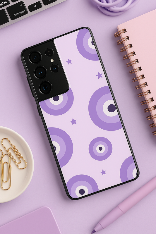 Eye Of Protection in purple Premium Glass Back Cover For Galaxy S22, S23, S24, S25 Models