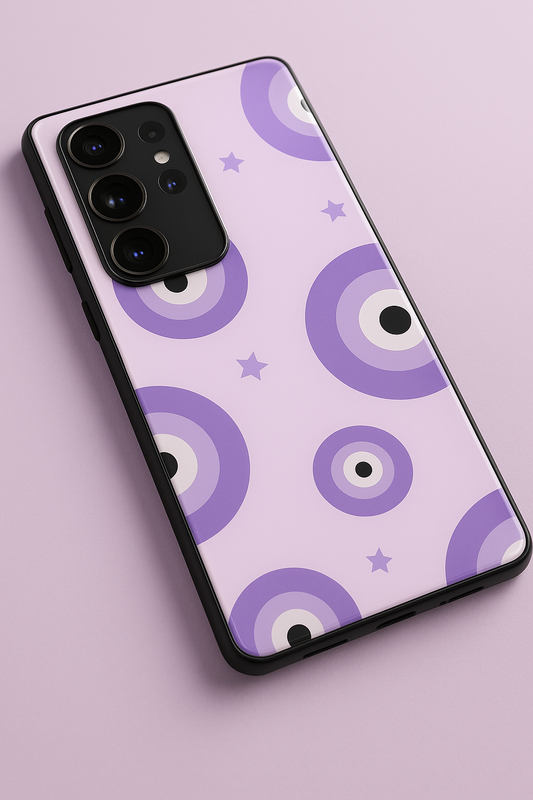 Eye Of Protection in purple Premium Glass Back Cover For Galaxy S22, S23, S24, S25 Models