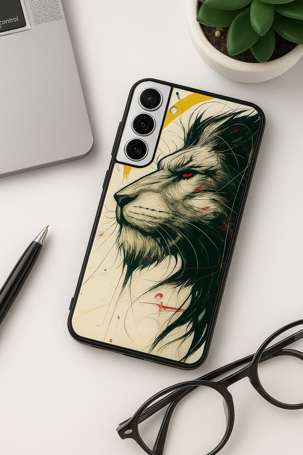 Fierce-full Lion Premium Glass Back Cover For Galaxy S22, S23, S24, S25 Models