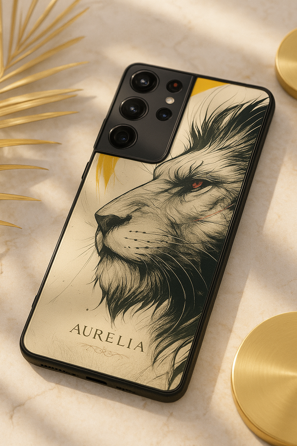 Fierce-full Lion Premium Glass Back Cover For Galaxy S22, S23, S24, S25 Models