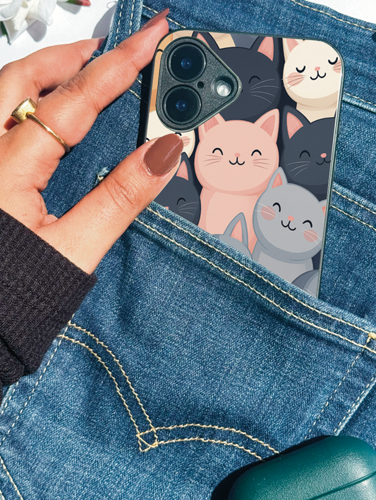 Meow Mix Premium Glass Back Cover For iPhone 11,12,13,14,15,16 Models