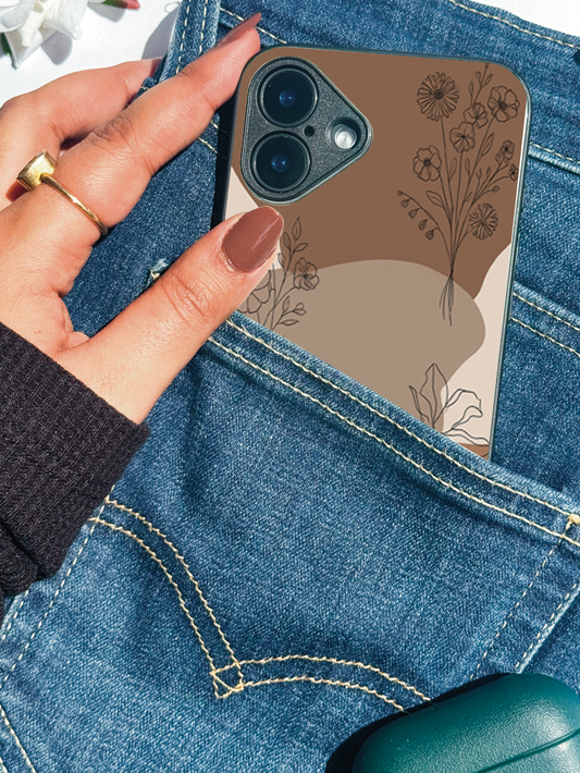 Earthy Petals Premium Glass Back Cover For iPhone 11,12,13,14,15,16 Models