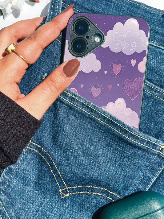 Lavender Skies Premium Glass Back Cover For iPhone 11,12,13,14,15,16 Models