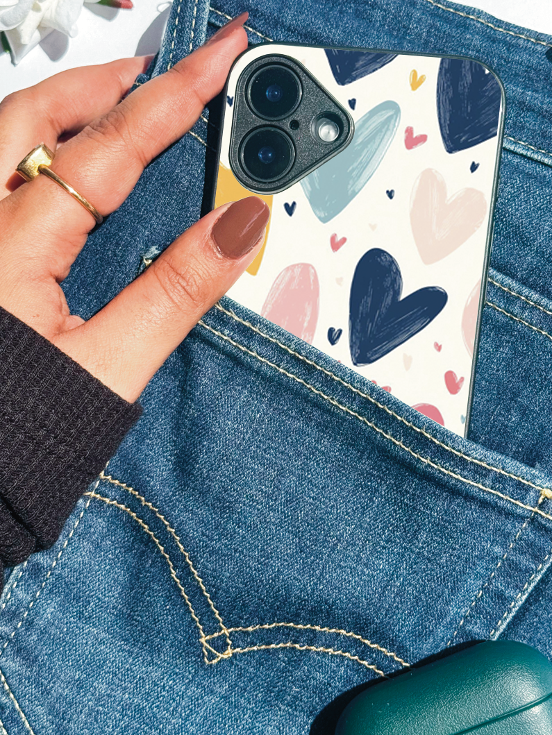 Painted Love Premium Glass Back Cover For iPhone 11,12,13,14,15,16 Models