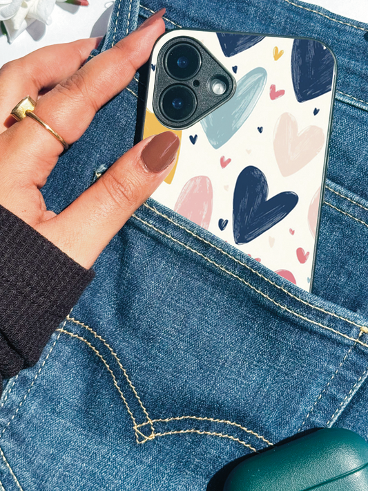 Painted Love Premium Glass Back Cover For iPhone 11,12,13,14,15,16 Models