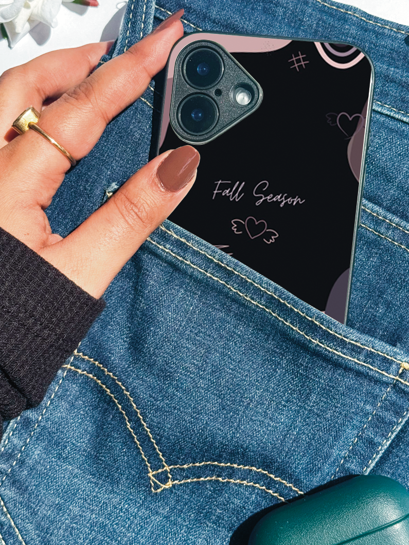 Autumn Hearts Premium Glass Back Cover For iPhone 11,12,13,14,15,16 Models